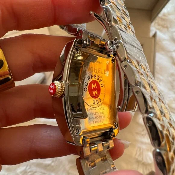 NWT Michele Urban Mini Two-Tone 18K Gold Plated Watch - Picture 7 of 14